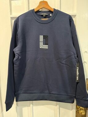Karl Lagerfeld Navy Crewneck Sweatshirt with Geometric Logo